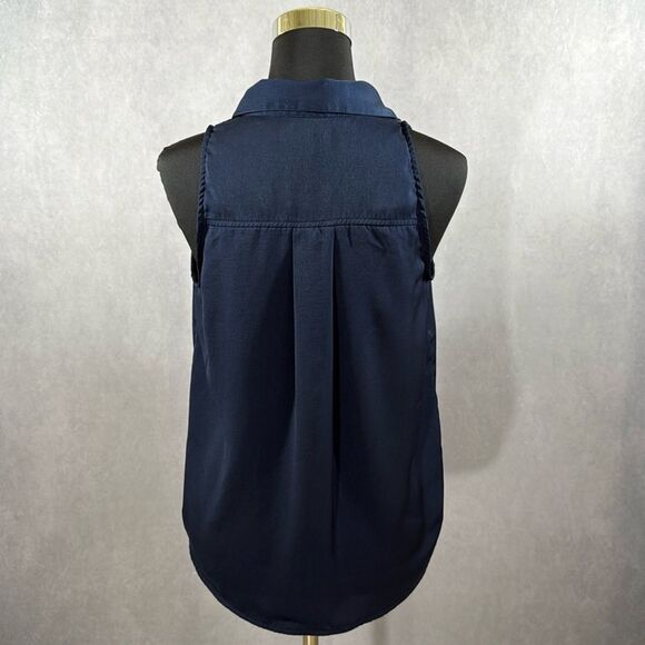 Banana Republic Preppy Navy Silky Collared Sleeveless Tank - Picture 8 of 10